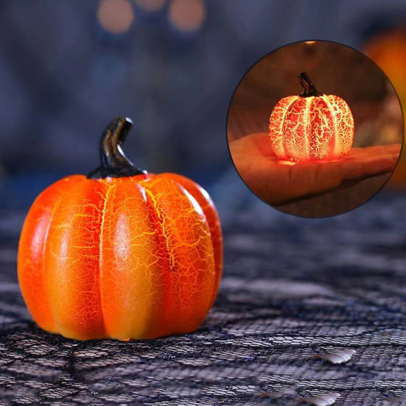 New Halloween Pumpkin Lantern Simulation Pumpkin LED Candle Lamp Resin Luminous Pumpkin - MANDOTOS
