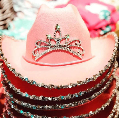 Feather Edge Letter Cowboy Hat Sequined Crown Cowboy Hat - MANDOTOS