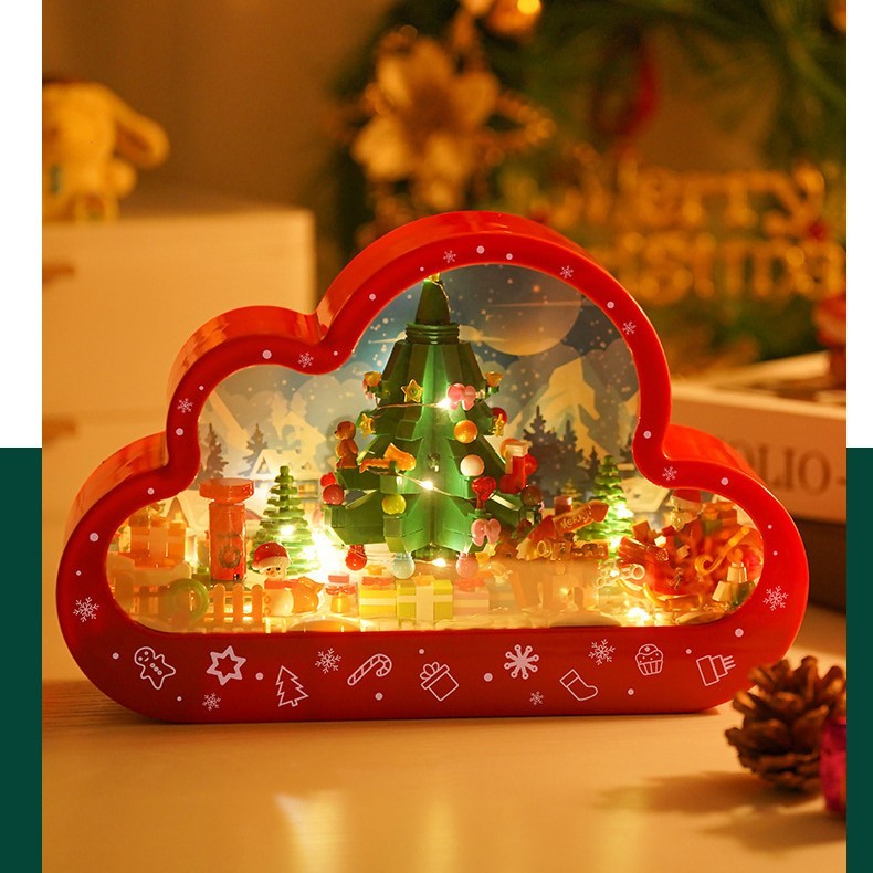 Christma New Style Assembled Building Block Toys Cloud Night Lamp Decorative Mirrors Frame LED Table Lights Creative Desk Bedroom Handmade Birthday Gifts - MANDOTOS