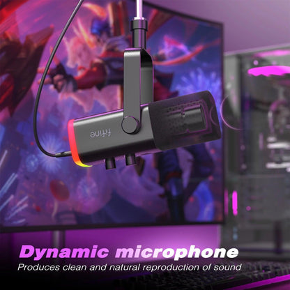 FIFINE USB/XLR Dynamic Microphone with Touch Mute Button,Headphone jack,I/O Controls,for PC PS5/4 mixer,Gaming MIC Ampligame AM8 - MANDOTOS