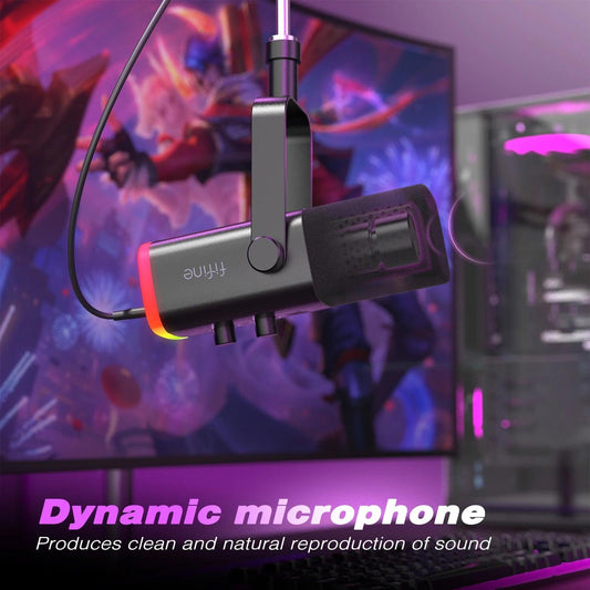 FIFINE USB/XLR Dynamic Microphone with Touch Mute Button,Headphone jack,I/O Controls,for PC PS5/4 mixer,Gaming MIC Ampligame AM8 - MANDOTOS