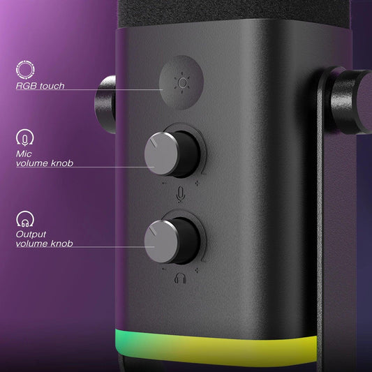 FIFINE USB/XLR Dynamic Microphone with Touch Mute Button,Headphone jack,I/O Controls,for PC PS5/4 mixer,Gaming MIC Ampligame AM8 - MANDOTOS