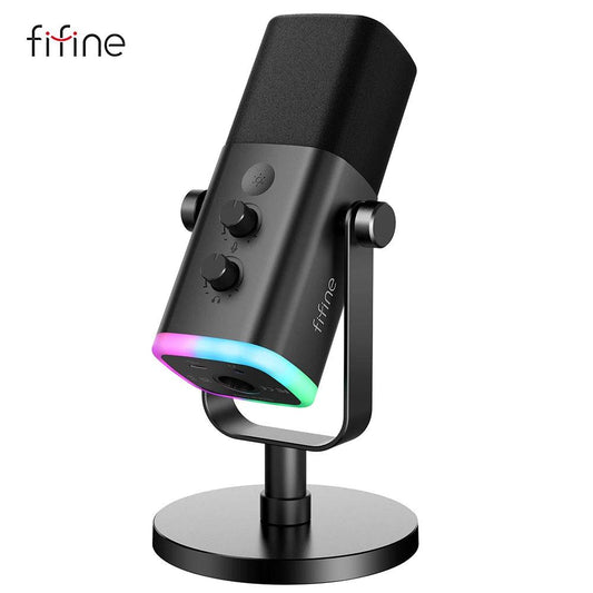 FIFINE USB/XLR Dynamic Microphone with Touch Mute Button,Headphone jack,I/O Controls,for PC PS5/4 mixer,Gaming MIC Ampligame AM8 - MANDOTOS