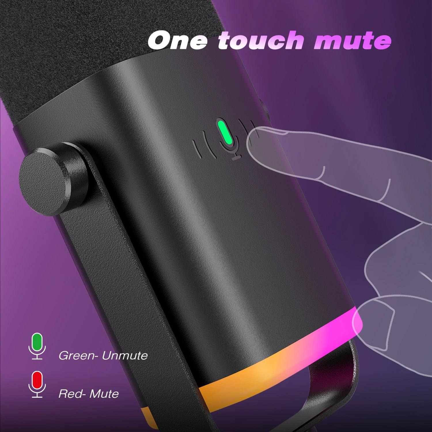 FIFINE USB/XLR Dynamic Microphone with Touch Mute Button,Headphone jack,I/O Controls,for PC PS5/4 mixer,Gaming MIC Ampligame AM8 - MANDOTOS