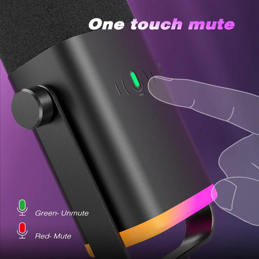 FIFINE USB/XLR Dynamic Microphone with Touch Mute Button,Headphone jack,I/O Controls,for PC PS5/4 mixer,Gaming MIC Ampligame AM8 - MANDOTOS