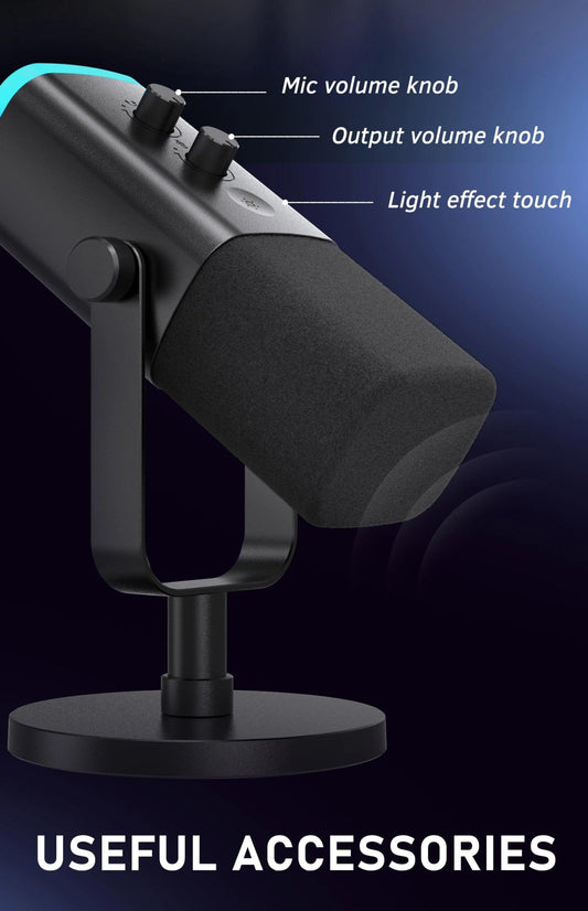 FIFINE USB/XLR Dynamic Microphone with Touch Mute Button,Headphone jack,I/O Controls,for PC PS5/4 mixer,Gaming MIC Ampligame AM8 - MANDOTOS