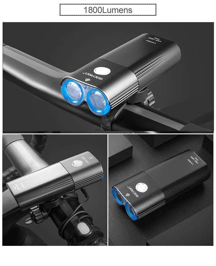 GACIRON 400 - 1800 Lumens Bicycle Front Light USB Rechargeable Cycling Headlight Flashlight MTB Road Bike Waterproof LED Head Lamp - MANDOTOS