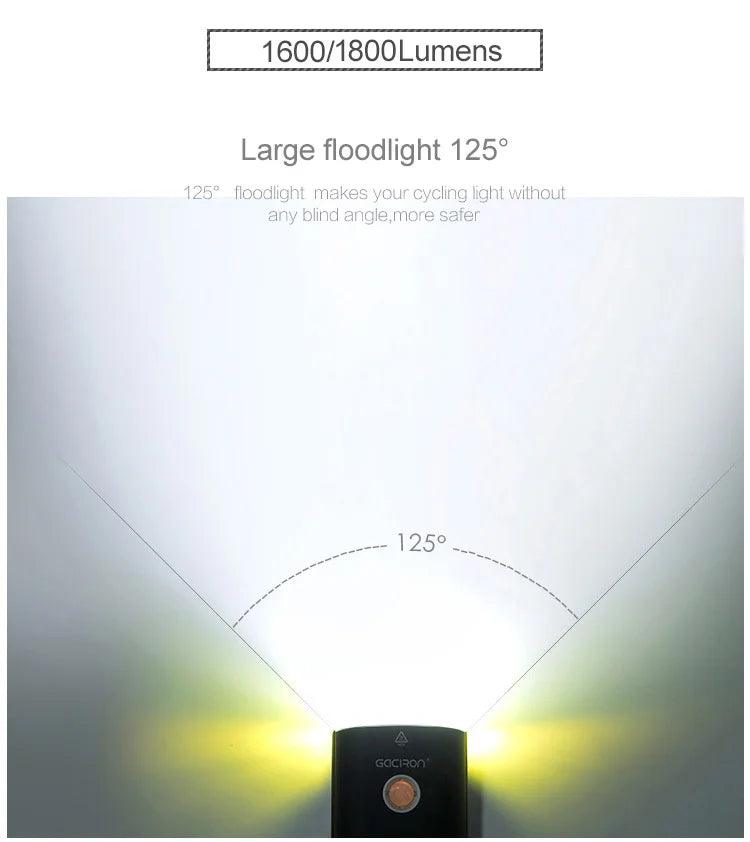 GACIRON 400 - 1800 Lumens Bicycle Front Light USB Rechargeable Cycling Headlight Flashlight MTB Road Bike Waterproof LED Head Lamp - MANDOTOS