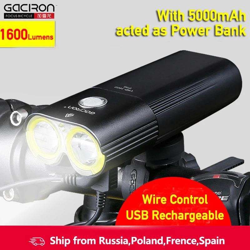 GACIRON 400 - 1800 Lumens Bicycle Front Light USB Rechargeable Cycling Headlight Flashlight MTB Road Bike Waterproof LED Head Lamp - MANDOTOS