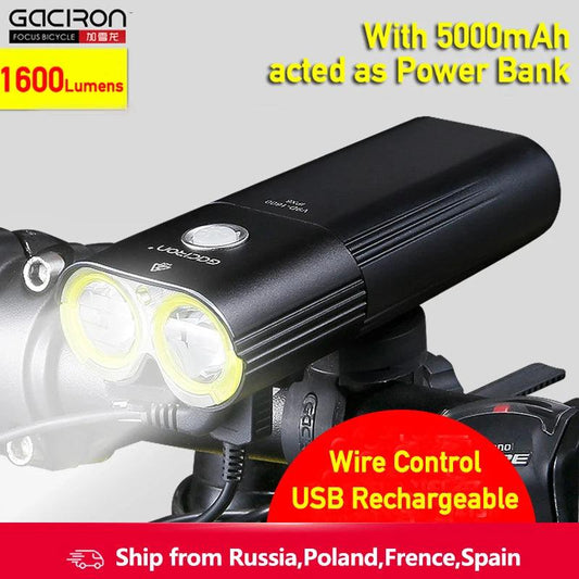 GACIRON 400 - 1800 Lumens Bicycle Front Light USB Rechargeable Cycling Headlight Flashlight MTB Road Bike Waterproof LED Head Lamp - MANDOTOS