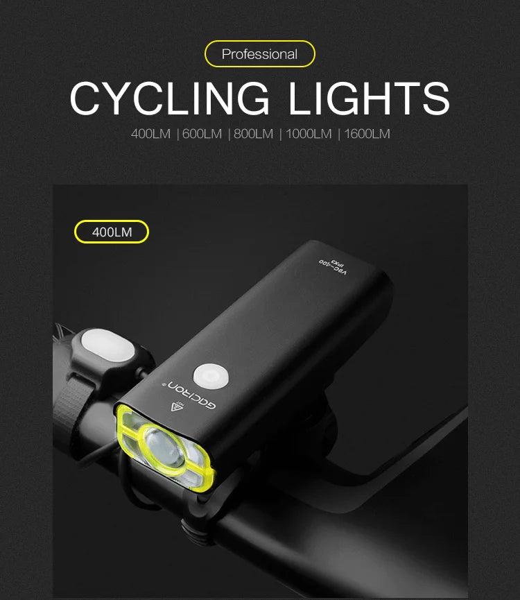 GACIRON 400 - 1800 Lumens Bicycle Front Light USB Rechargeable Cycling Headlight Flashlight MTB Road Bike Waterproof LED Head Lamp - MANDOTOS