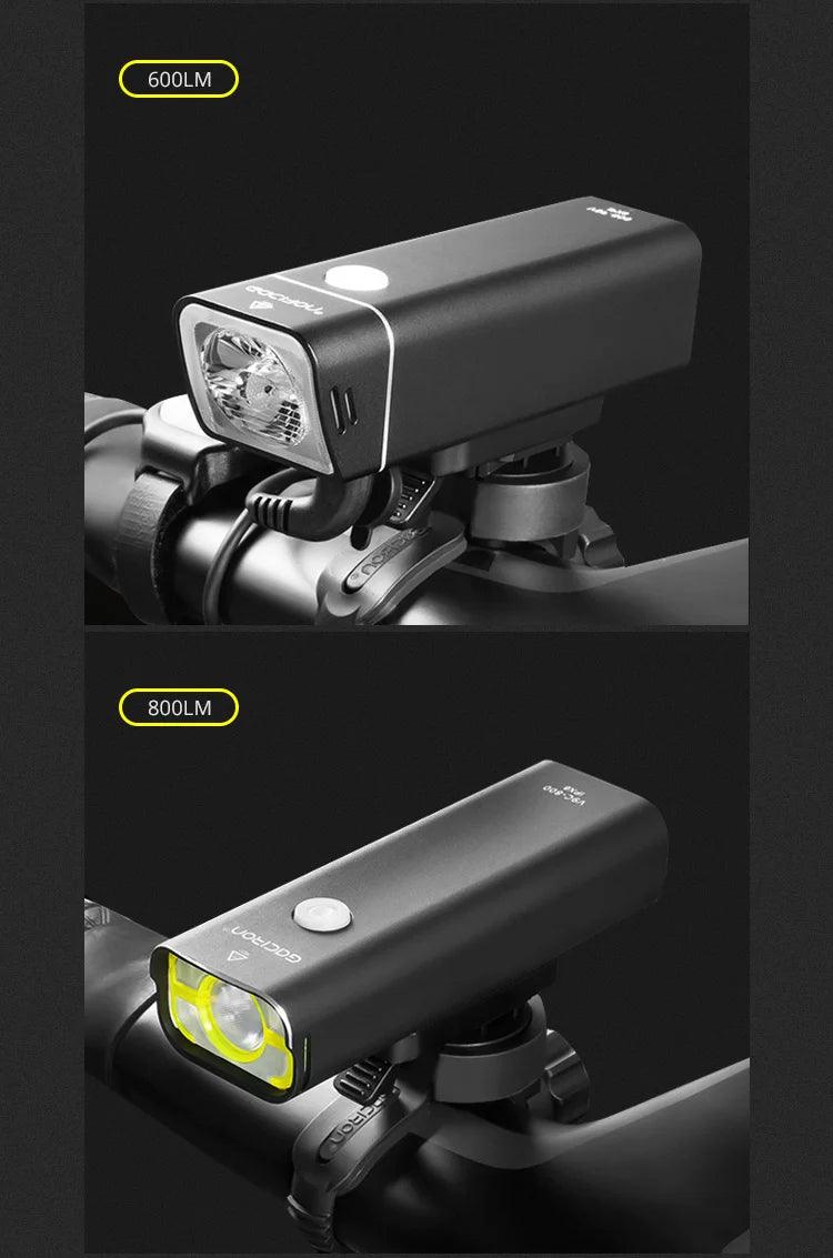 GACIRON 400 - 1800 Lumens Bicycle Front Light USB Rechargeable Cycling Headlight Flashlight MTB Road Bike Waterproof LED Head Lamp - MANDOTOS