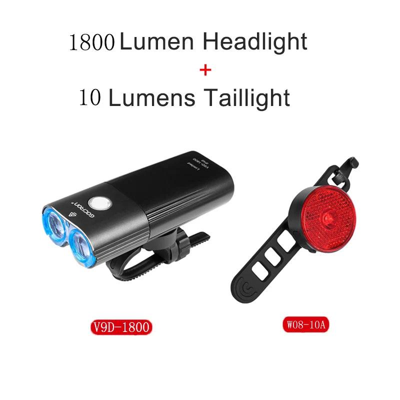 GACIRON 400 - 1800 Lumens Bicycle Front Light USB Rechargeable Cycling Headlight Flashlight MTB Road Bike Waterproof LED Head Lamp - MANDOTOS