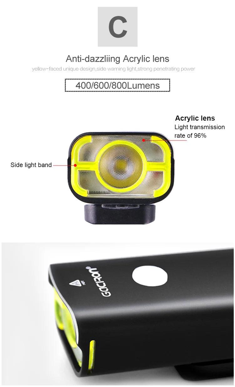 GACIRON 400 - 1800 Lumens Bicycle Front Light USB Rechargeable Cycling Headlight Flashlight MTB Road Bike Waterproof LED Head Lamp - MANDOTOS