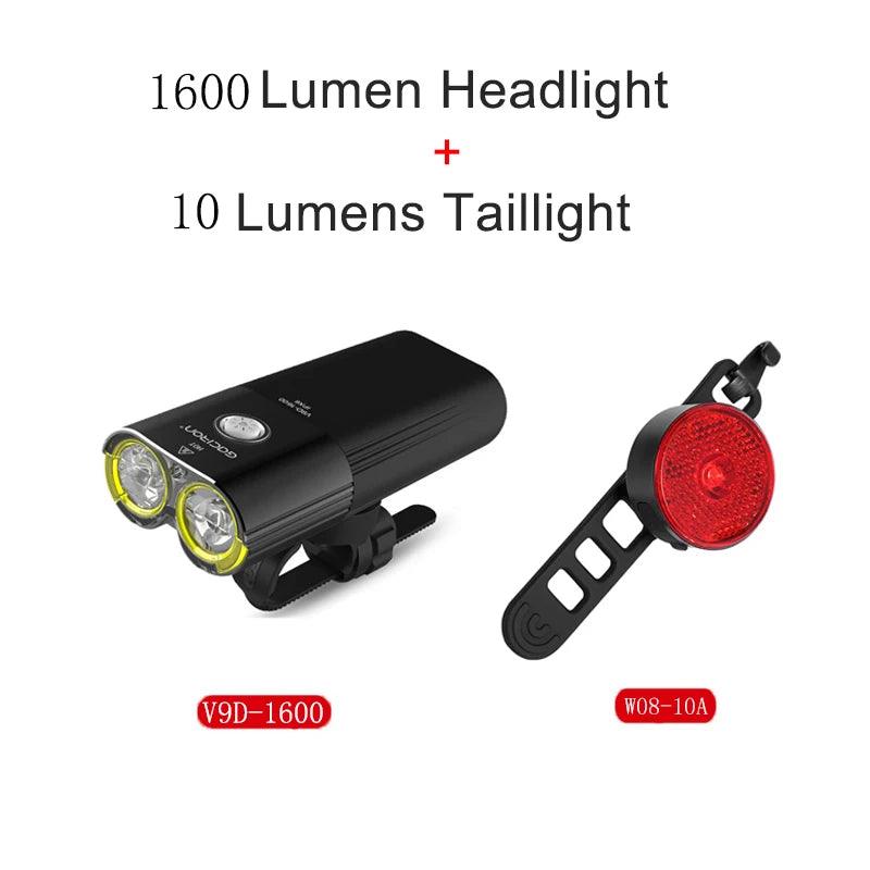 GACIRON 400 - 1800 Lumens Bicycle Front Light USB Rechargeable Cycling Headlight Flashlight MTB Road Bike Waterproof LED Head Lamp - MANDOTOS