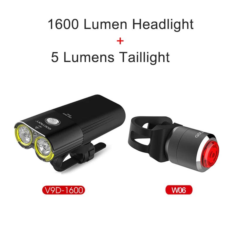 GACIRON 400 - 1800 Lumens Bicycle Front Light USB Rechargeable Cycling Headlight Flashlight MTB Road Bike Waterproof LED Head Lamp - MANDOTOS