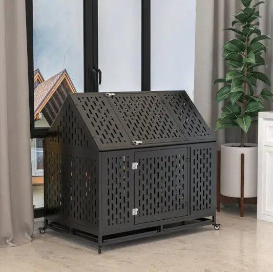Indestructible 45" Dual-Door Dog Kennel - MANDOTOS