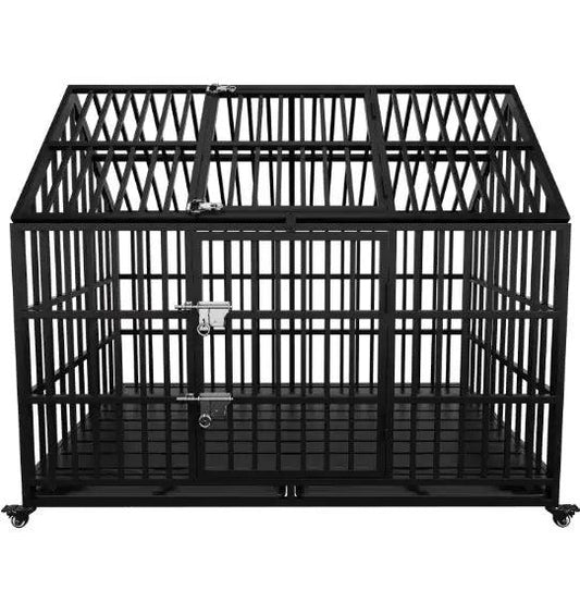 Heavy Duty Double Door Dog Crate with Roof - MANDOTOS