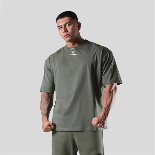 JAPAN&UK Cotton Gym Shirt Sport T Shirt Men Short Sleeve Running Shirt Men Workout Training Tees Fitness Loose large size M-XXXL - MANDOTOS