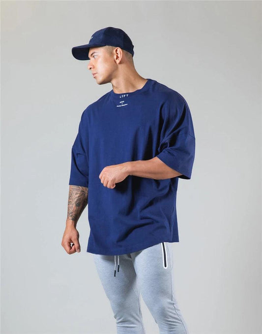 JAPAN&UK Cotton Gym Shirt Sport T Shirt Men Short Sleeve Running Shirt Men Workout Training Tees Fitness Loose large size M-XXXL - MANDOTOS