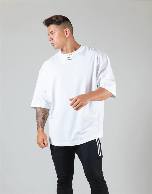 JAPAN&UK Cotton Gym Shirt Sport T Shirt Men Short Sleeve Running Shirt Men Workout Training Tees Fitness Loose large size M-XXXL - MANDOTOS