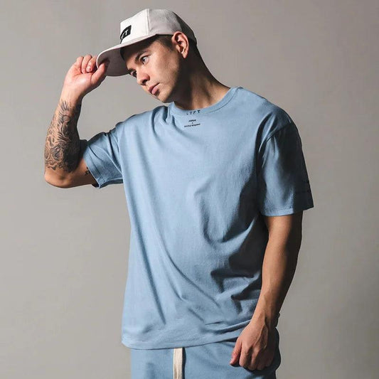 JAPAN&UK Cotton Gym Shirt Sport T Shirt Men Short Sleeve Running Shirt Men Workout Training Tees Fitness Loose large size M-XXXL - MANDOTOS