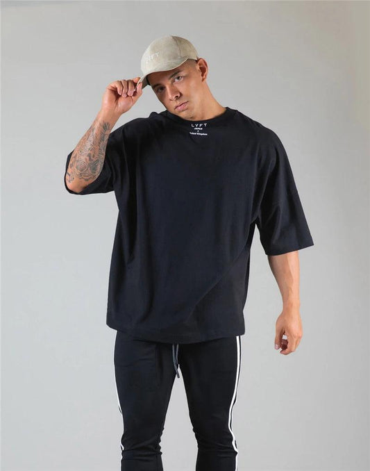 JAPAN&UK Cotton Gym Shirt Sport T Shirt Men Short Sleeve Running Shirt Men Workout Training Tees Fitness Loose large size M-XXXL - MANDOTOS