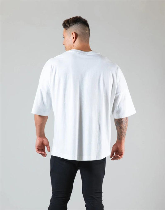JAPAN&UK Cotton Gym Shirt Sport T Shirt Men Short Sleeve Running Shirt Men Workout Training Tees Fitness Loose large size M-XXXL - MANDOTOS