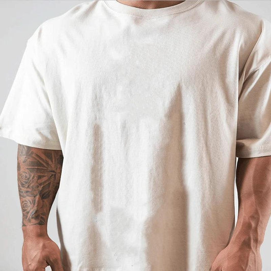 JAPAN&UK Cotton Gym Shirt Sport T Shirt Men Short Sleeve Running Shirt Men Workout Training Tees Fitness Loose large size M-XXXL - MANDOTOS