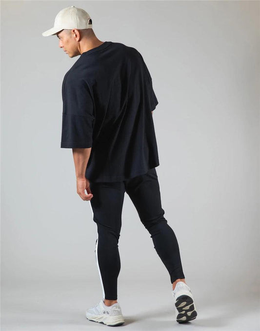JAPAN&UK Cotton Gym Shirt Sport T Shirt Men Short Sleeve Running Shirt Men Workout Training Tees Fitness Loose large size M-XXXL - MANDOTOS