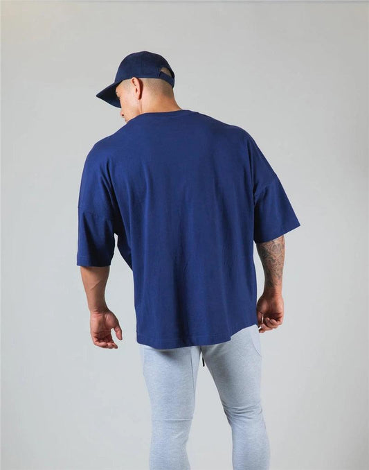 JAPAN&UK Cotton Gym Shirt Sport T Shirt Men Short Sleeve Running Shirt Men Workout Training Tees Fitness Loose large size M-XXXL - MANDOTOS
