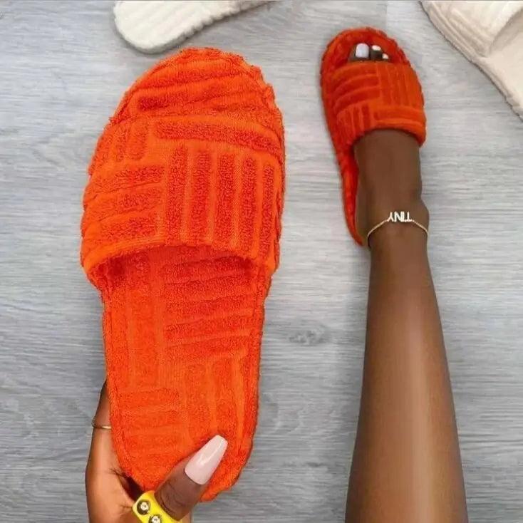 Ladies' Plush Slip - On Slippers - MANDOTOS