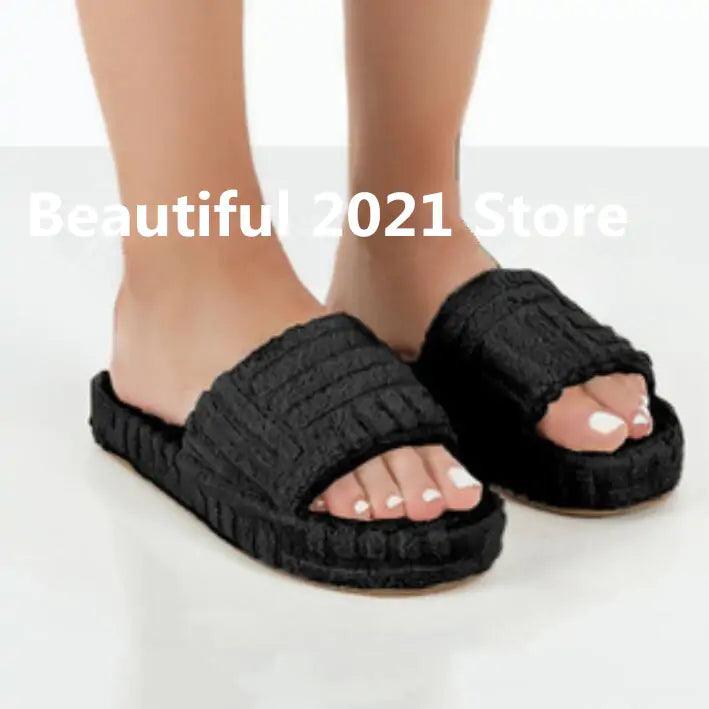 Ladies' Plush Slip - On Slippers - MANDOTOS