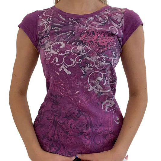 Ladies' Retro Print Crop Tee - MANDOTOS