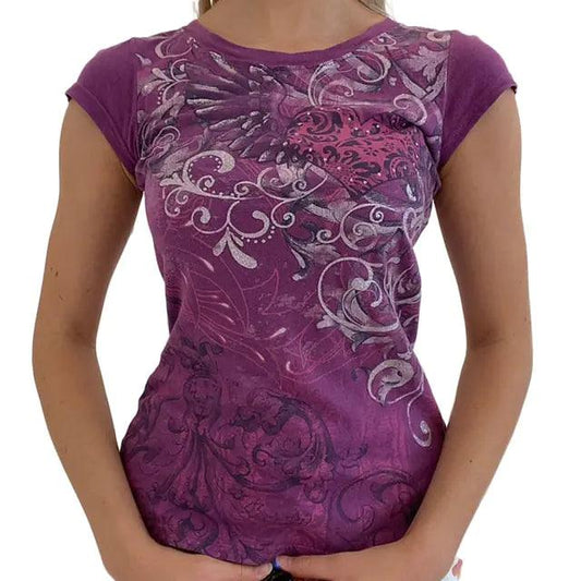 Ladies' Retro Print Crop Tee - MANDOTOS