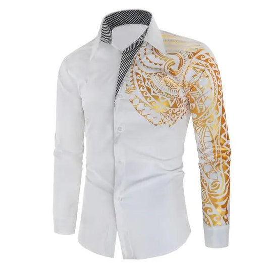 Luxury Gold Black Shirt Men New Slim Fit Long Sleeve - MANDOTOS