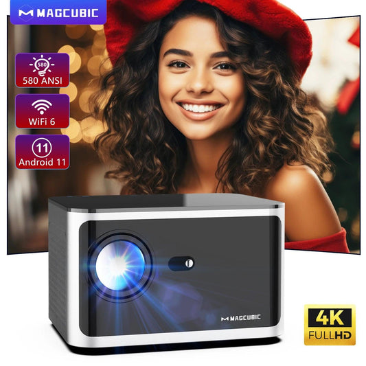 Magcubic 580ANSI Projector Android 11 4K 1080P Wifi6 Voice Control Allwinner H713 Electronic Focus BT5.0 Home Cinema HY350 Pro - MANDOTOS