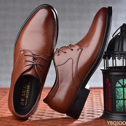 Men Leather Shoes Business Dress Shoes All - Match Casual Shoes Shock - Absorbing Footwear Wear - Resistant - MANDOTOS