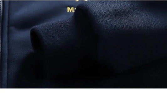 Men's autumn and winter sports set hooded casual cardigan jacket outdoor thickened warm sports shirt+pants two-piece set - MANDOTOS