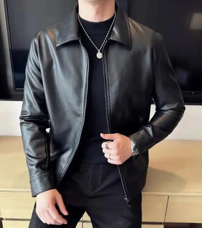Men's Autumn-Winter Leather Sports Jacket - MANDOTOS