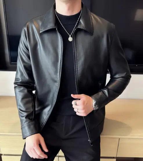 Men's Autumn-Winter Leather Sports Jacket - MANDOTOS