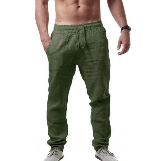 Men's Cotton Linen Pants Loose Cool Casual Long Pants Elastic Waist Long Pant Casual Large Size Streetwear Lightweight Trousers - MANDOTOS