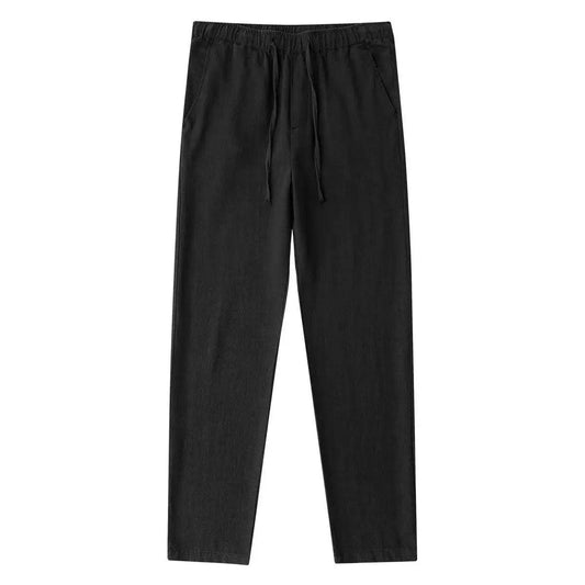 Men's Cotton Linen Pants Male Autumn New Breathable Solid Color Linen Trousers Fitness Streetwear Back With Pocket - MANDOTOS