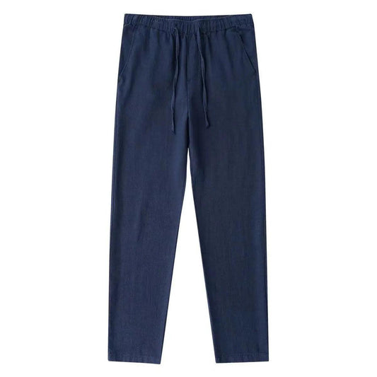 Men's Cotton Linen Pants Male Autumn New Breathable Solid Color Linen Trousers Fitness Streetwear Back With Pocket - MANDOTOS