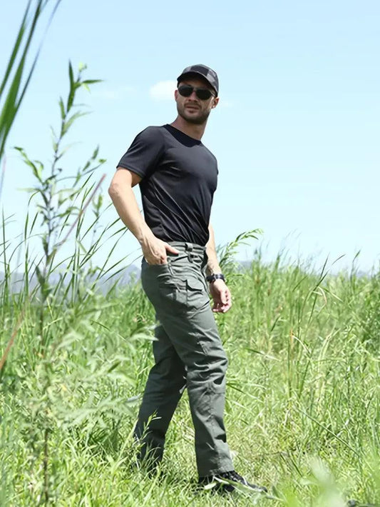 Men's Outdoor Multi Functional Tactical Pants, Multi Pocket Outdoor Hiking Sweatpants, Water-repellent, wear-resistant - MANDOTOS
