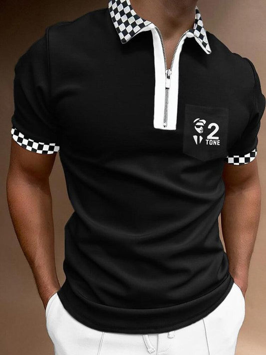 Men's POLO Shirt Striped Printed Short Sleeve T-Shirt Lapel Shirt - MANDOTOS