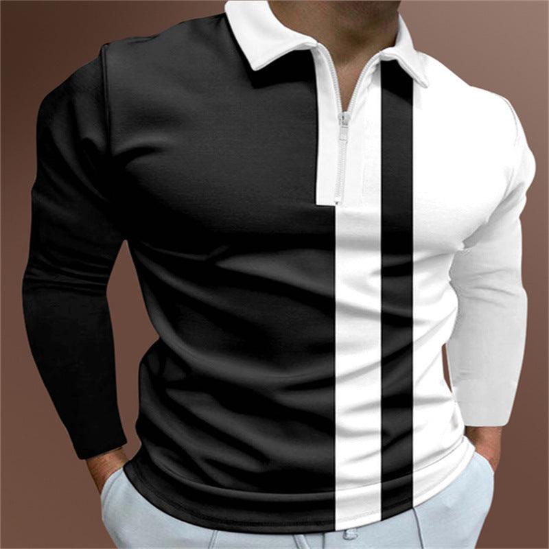 Men's POLO Shirt Striped Printed Short Sleeve T-Shirt Lapel Shirt - MANDOTOS