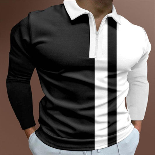 Men's POLO Shirt Striped Printed Short Sleeve T-Shirt Lapel Shirt - MANDOTOS