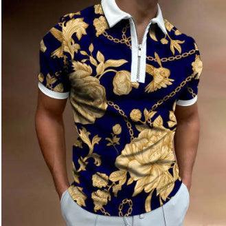 Men's POLO Shirt Striped Printed Short Sleeve T-Shirt Lapel Shirt - MANDOTOS