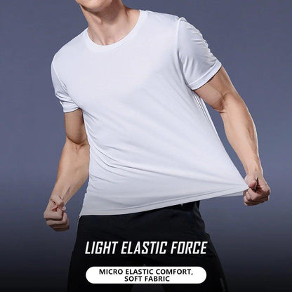 Men's Quick Dry Short Sleeve Gym Running Moisture Wicking Round Neck T-Shirt Training Exercise Gym Sport Shirt Tops Lightweight - MANDOTOS